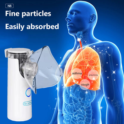 Dr. Isla Medical Portable Mini Nebulizer - Silent Handheld Ultrasonic Inhaler - Medical-Grade Atomizer for Adults, Kids, and Babies - Ideal for Cough, Asthma, and Respiratory Relief